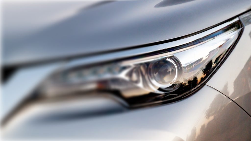Close up of grey car